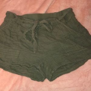 Khaki Green Cotton Shorts